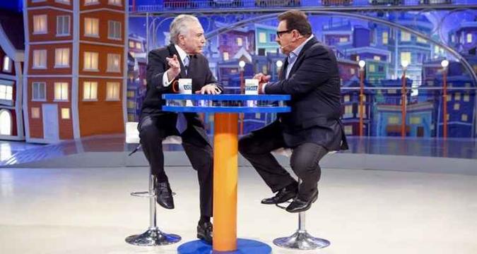 Vai ao ar nesta segunda programa que o presidente Michel Temer gravou com o apresentador (foto: SBT/Divulgação) Vai ao ar nesta segunda programa que o presidente Michel Temer gravou com o apresentador (foto: SBT/Divulgação)