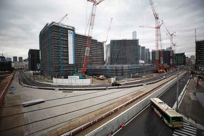 Vila Olímpica de Tóquio em construção(foto: Behrouz Mehri/AFP) Vila Olímpica de Tóquio em construção(foto: Behrouz Mehri/AFP)