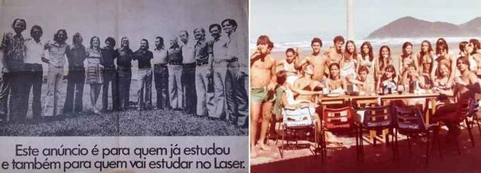 Recordação dos professores do Colégio Laser em uma propaganda publicada em 1973 e ida a Bertioga, em São Paulo. A escola oferecia uma viagem para a equipe que ganhasse a tradicional gincana (foto: Arquivo Pessoal) Recordação dos professores do Colégio Laser em uma propaganda publicada em 1973 e ida a Bertioga, em São Paulo. A escola oferecia uma viagem para a equipe que ganhasse a tradicional gincana (foto: Arquivo Pessoal)