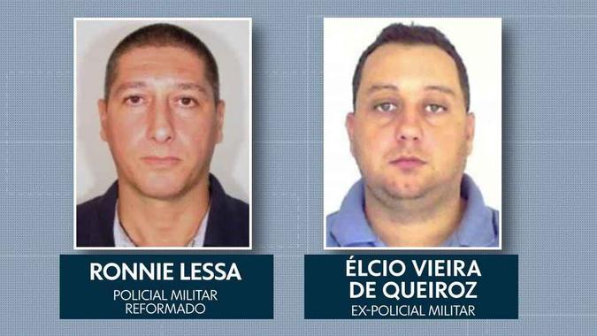 Ronnie Lessa, apontado como autor dos disparos contra Marielle, e Élcio Queiroz, suspeito de dirigir o carro (foto: Reprodução/TV Globo ) Ronnie Lessa, apontado como autor dos disparos contra Marielle, e Élcio Queiroz, suspeito de dirigir o carro (foto: Reprodução/TV Globo )
