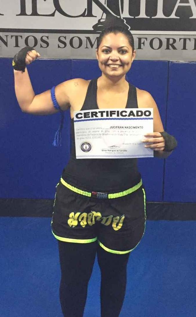 Jucifran pratica muay thai desde 2011: aposta na definição muscular e coordenação motora(foto: Arquivo pessoal ) Jucifran pratica muay thai desde 2011: aposta na definição muscular e coordenação motora(foto: Arquivo pessoal )