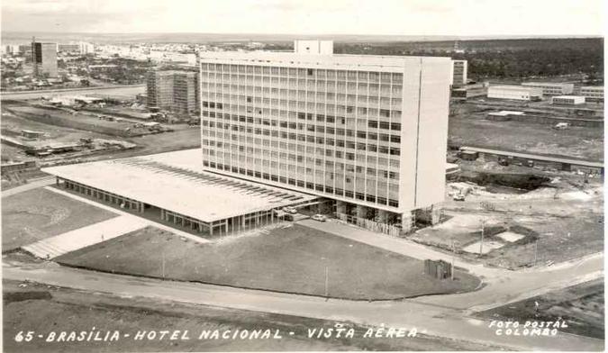 O Hotel Nacional se destacava na área central pela imponência do edifício: inauguração em 1961(foto: Foto Postal Colombo/Reprodução) O Hotel Nacional se destacava na área central pela imponência do edifício: inauguração em 1961(foto: Foto Postal Colombo/Reprodução)