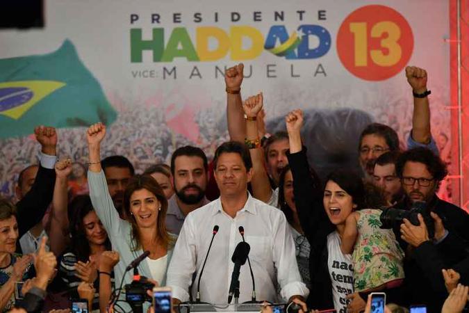 Candidato do PT, Fernando Haddad, após a derrota para Bolsonaro, em outubro(foto: Nelson Almeida) Candidato do PT, Fernando Haddad, após a derrota para Bolsonaro, em outubro(foto: Nelson Almeida)