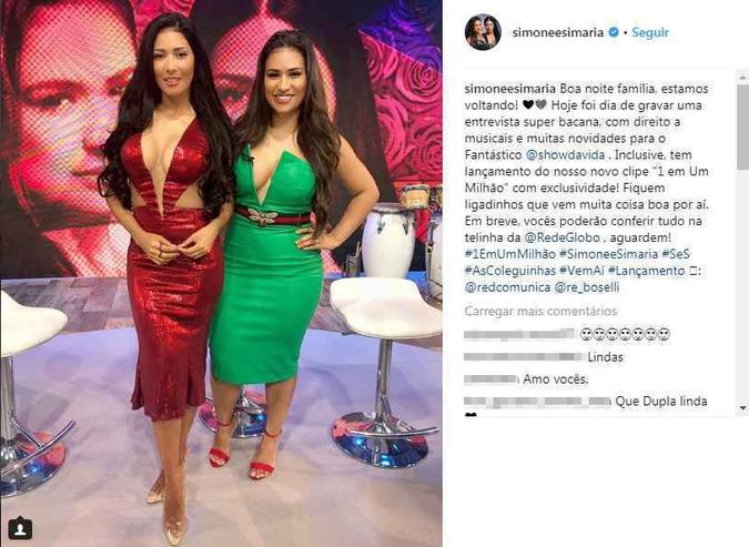 Simaria ficou alguns meses afastada por conta do diagnóstico de tuberculose ganglionar (foto: Reprodução/Instagram) Simaria ficou alguns meses afastada por conta do diagnóstico de tuberculose ganglionar (foto: Reprodução/Instagram)