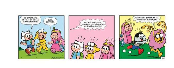 Neste crossover, a 'Turma da Mônica' interage com o pessoal da 'Turma da aventura'(foto: Divulgação/Cartoon Network) Neste crossover, a 'Turma da Mônica' interage com o pessoal da 'Turma da aventura'(foto: Divulgação/Cartoon Network)