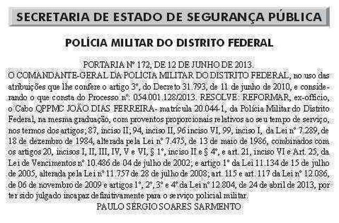 (foto: Foto: Reprodução/Diário Oficial do DF) (foto: Foto: Reprodução/Diário Oficial do DF)