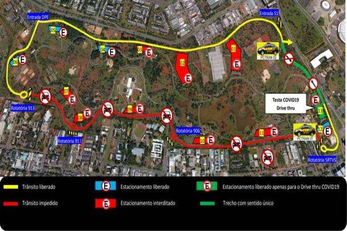 Veja como funcionará o tráfego de veículos no Parque da Cidade(foto: Detran-Divulgação) Veja como funcionará o tráfego de veículos no Parque da Cidade(foto: Detran-Divulgação)