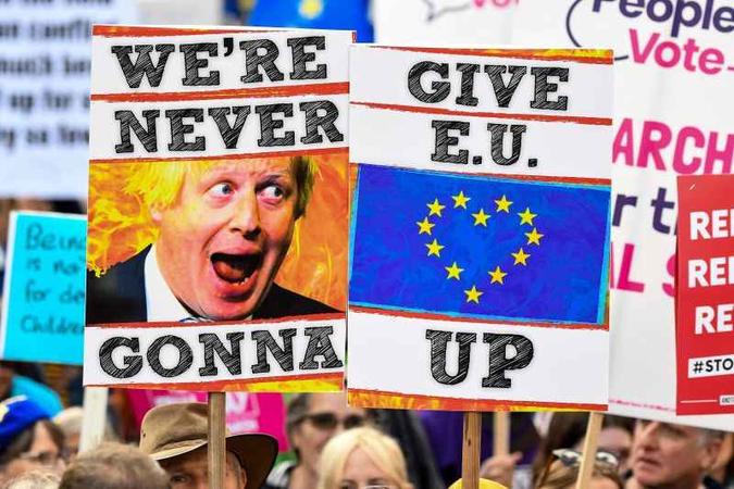 O Brexit está marcado para próximo dia 31 de outubro; primeiro-ministro defende a manutenção da data(foto: Niklas HALLE'N/AFP) O Brexit está marcado para próximo dia 31 de outubro; primeiro-ministro defende a manutenção da data(foto: Niklas HALLE'N/AFP)