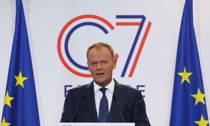 Donald Tusk aprova o acordo entre UE e Mercosul, mas aguarda fim dos incêndios na Amazônia(foto: AFP / LUDOVIC MARIN) Donald Tusk aprova o acordo entre UE e Mercosul, mas aguarda fim dos incêndios na Amazônia(foto: AFP / LUDOVIC MARIN)