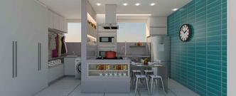 O projeto assinado pela designer de interiores Flaviane Pereira e pela arquiteta Márcia Coimbra otimizou o ambiente, utilizando o elemento da setorização, feito, neste caso, por uma parede de drywall. %u201CO conceito é sempre criar ambientes funcionais, aproveitando cada metro quadrado da cozinha e da área de serviço. A setorização também pode ser feita com luminárias, por exemplo%u201D, explicam.(foto: Ágille Arquitetura/Divulgação) O projeto assinado pela designer de interiores Flaviane Pereira e pela arquiteta Márcia Coimbra otimizou o ambiente, utilizando o elemento da setorização, feito, neste caso, por uma parede de drywall. %u201CO conceito é sempre criar ambientes funcionais, aproveitando cada metro quadrado da cozinha e da área de serviço. A setorização também pode ser feita com luminárias, por exemplo%u201D, explicam.(foto: Ágille Arquitetura/Divulgação)