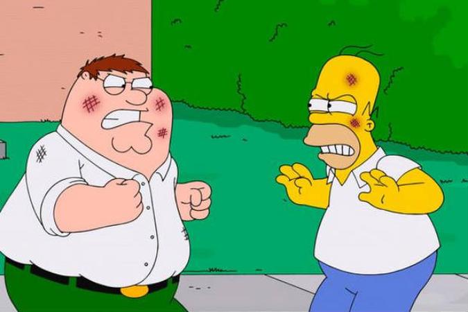 Homer e Peter brigam para decidir qual é a melhor cerveja(foto: FOX/Divulgação) Homer e Peter brigam para decidir qual é a melhor cerveja(foto: FOX/Divulgação)