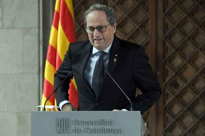 O separatista Quim Torra, anunciou que convocará, nos próximos meses, eleições antecipadas(foto: Luis Gene / AFP) O separatista Quim Torra, anunciou que convocará, nos próximos meses, eleições antecipadas(foto: Luis Gene / AFP)