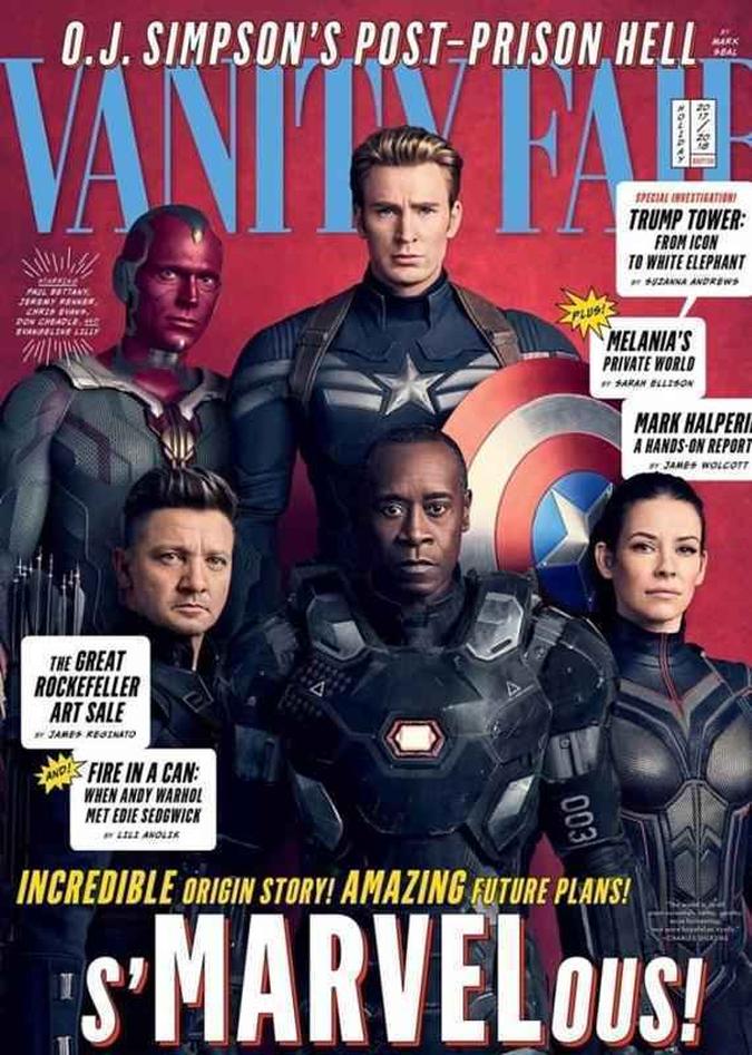 Com referências estéticas a histórias em quadrinhos, capa da Vanity Fair reúne personagens de filme da Marvel, 'Vingadores'Vanity Fair/Reprodução Com referências estéticas a histórias em quadrinhos, capa da Vanity Fair reúne personagens de filme da Marvel, 'Vingadores'Vanity Fair/Reprodução