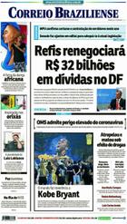 Confira a Capa do Jornal Correio Braziliense do dia 28/01/2020