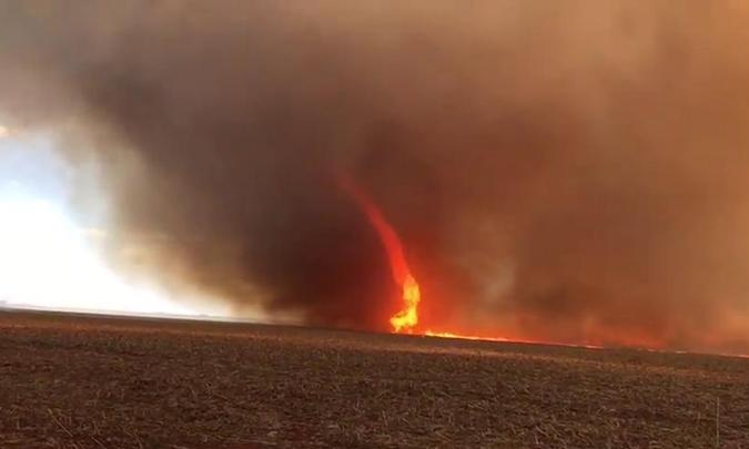 Vídeo mostra tornado sobre uma linha de fogo na Fazenda Caxuana(foto: Reprodução da internet/Youtube) Vídeo mostra tornado sobre uma linha de fogo na Fazenda Caxuana(foto: Reprodução da internet/Youtube)