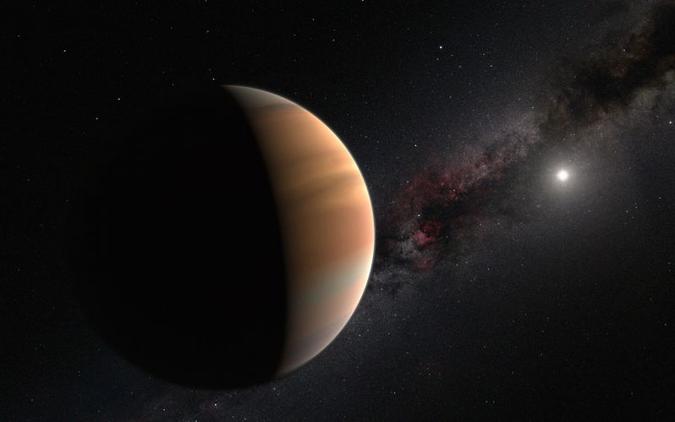 Concepção artística de um exoplaneta orbitando sua estrela-mãe: H20 menos abundantes que de outros elementos(foto: IAU/M. Kornmesser/N. Risinger/ Divulgação) Concepção artística de um exoplaneta orbitando sua estrela-mãe: H20 menos abundantes que de outros elementos(foto: IAU/M. Kornmesser/N. Risinger/ Divulgação)