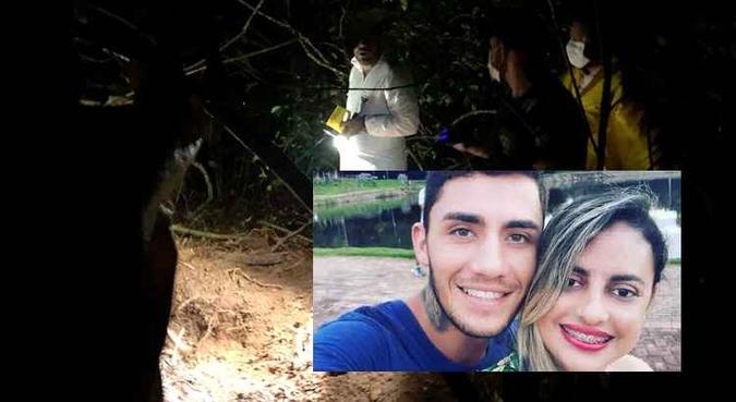 Após confessar crime, Alan levou os policiais até onde estava o corpo de Fernanda (foto: Divulgação/Polícia Civil de Goiás e reprodução) Após confessar crime, Alan levou os policiais até onde estava o corpo de Fernanda (foto: Divulgação/Polícia Civil de Goiás e reprodução)