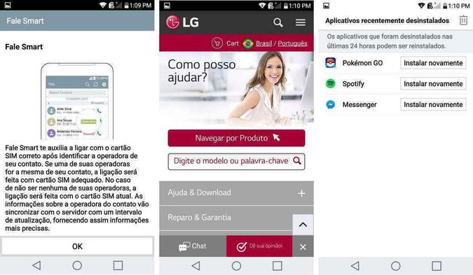 Aplicativos inúteis podem ser desinstalados(foto: LG/Reprodução) Aplicativos inúteis podem ser desinstalados(foto: LG/Reprodução)