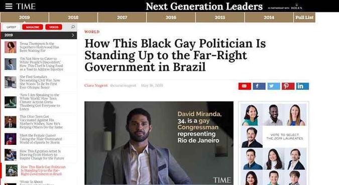 David Miranda na revista Time(foto: Reprodução/Time) David Miranda na revista Time(foto: Reprodução/Time)