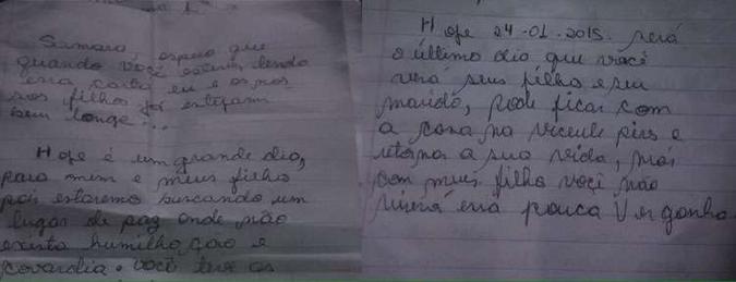 Na carta, homem avisa à ex-mulher: Na carta, homem avisa à ex-mulher: