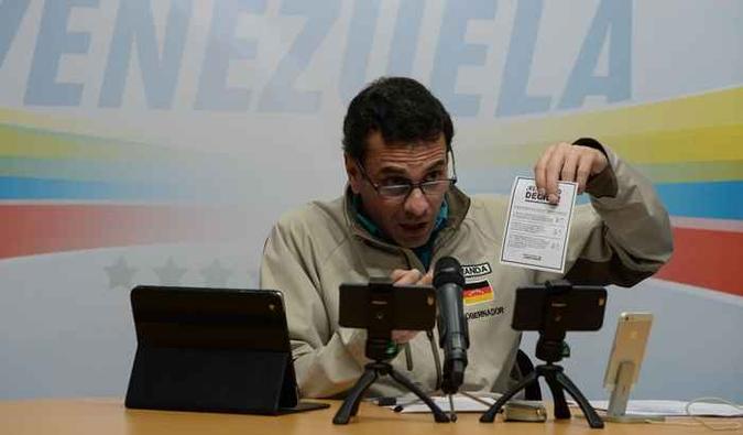 Líder opositor venezuelano Henrique Capriles Radonski (foto: FEDERICO PARRA/AFP ) Líder opositor venezuelano Henrique Capriles Radonski (foto: FEDERICO PARRA/AFP )