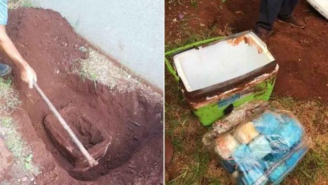 Dinheiro, quase todo em notas de R$ 20, R$ 50 e R$ 100, estava envolto em plásticos (foto: Polícia Militar/Divulgação ) Dinheiro, quase todo em notas de R$ 20, R$ 50 e R$ 100, estava envolto em plásticos (foto: Polícia Militar/Divulgação )