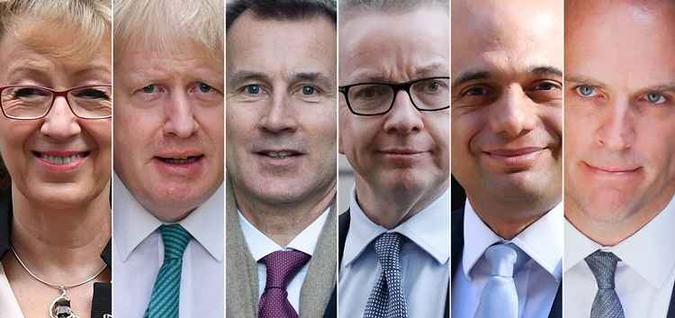 Os candidatos à sucessão de May (foto: AFP) Os candidatos à sucessão de May (foto: AFP)