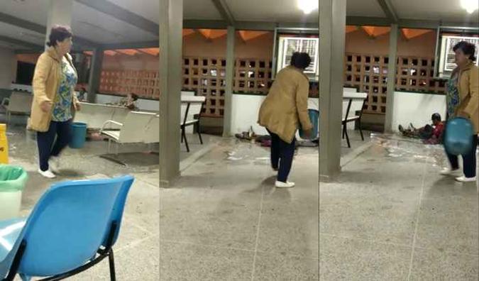 Mulher joga água em paciente do Hospital Regional de Taguatinga (HRT)(foto: Reprodução) Mulher joga água em paciente do Hospital Regional de Taguatinga (HRT)(foto: Reprodução)