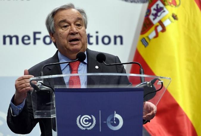 Secretário-geral das Nações Unidas, Antonio Guterres, durante a Conferência sobre Mudança Climática da ONU COP25.(foto: Pierre-Philippe Marcou/AFP) Secretário-geral das Nações Unidas, Antonio Guterres, durante a Conferência sobre Mudança Climática da ONU COP25.(foto: Pierre-Philippe Marcou/AFP)