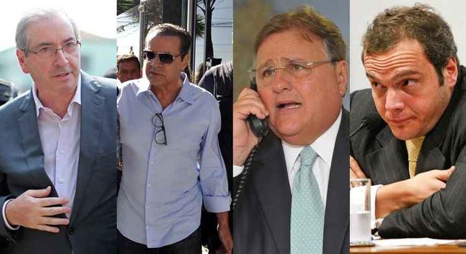 Entre os denunciados estão o ex-deputado Eduardo Cunha e os ex-ministros Henrique Eduardo Alves e Geddel Vieira Lima, bem como o analista financeiro Lucio Funaro(foto: AFP) Entre os denunciados estão o ex-deputado Eduardo Cunha e os ex-ministros Henrique Eduardo Alves e Geddel Vieira Lima, bem como o analista financeiro Lucio Funaro(foto: AFP)