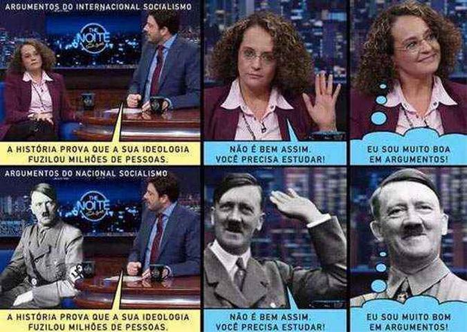 Luciana Genro é comparada a Hitler em montagem divulgada por Danilo Gentili. Apresentador deletou a imagem após ser criticado(foto: Facebook Danilo Gentili/Reprodução) Luciana Genro é comparada a Hitler em montagem divulgada por Danilo Gentili. Apresentador deletou a imagem após ser criticado(foto: Facebook Danilo Gentili/Reprodução)