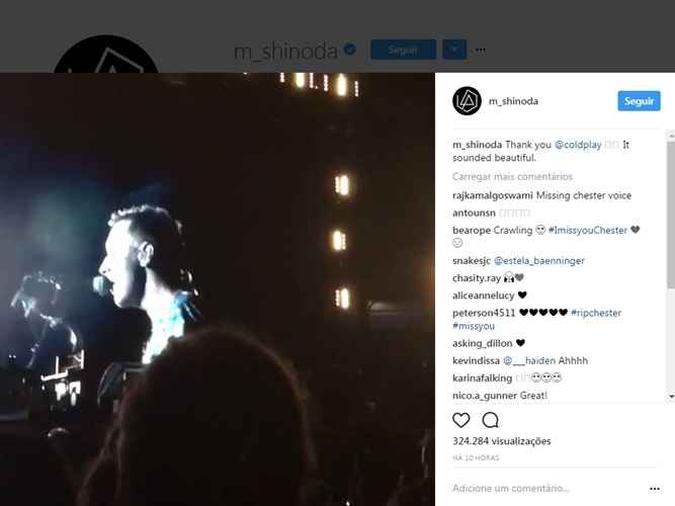 Mike Shinoda registrou o momento no Instagram(foto: Instagram/Reprodução) Mike Shinoda registrou o momento no Instagram(foto: Instagram/Reprodução)