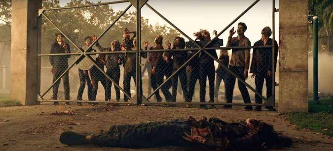 As gravações do reality show Olimpo são interrompidas por um ataque zumbi(foto: Reprodução/Netflix) As gravações do reality show Olimpo são interrompidas por um ataque zumbi(foto: Reprodução/Netflix)