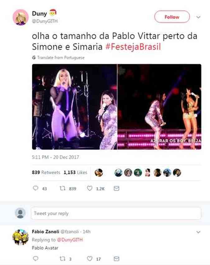 Pabllo Vittar Substitui Anitta Em Show De Simone Simaria E Vira