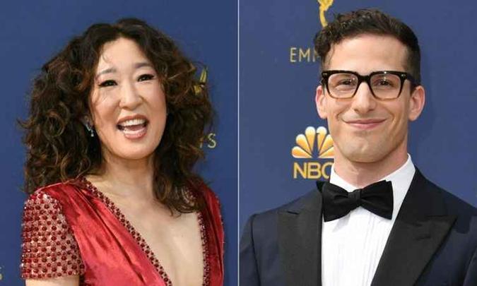 Sandra Oh e Andy Samberg são os apresentadores da 76ª edição do prêmio(foto: Valerie Macon/AFP - 6/12/18) Sandra Oh e Andy Samberg são os apresentadores da 76ª edição do prêmio(foto: Valerie Macon/AFP - 6/12/18)