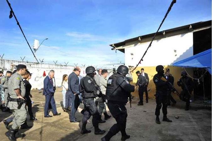 Inspeção no Complexo Prisional de Aparecida de Goiânia, em janeiro de 2018, após rebelião dos detentos(foto: Aline Caetano/TJGO) Inspeção no Complexo Prisional de Aparecida de Goiânia, em janeiro de 2018, após rebelião dos detentos(foto: Aline Caetano/TJGO)