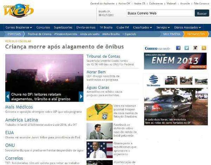 CorreioWeb: portal que reúne sites como o Lugar Certo, CorreioBraziliense.com.br, Vrum, Concursos e SuperEsportes(foto: Reprodução) CorreioWeb: portal que reúne sites como o Lugar Certo, CorreioBraziliense.com.br, Vrum, Concursos e SuperEsportes(foto: Reprodução)