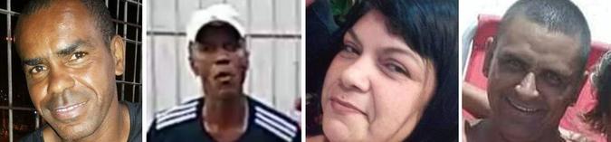 Fábio Rosa, Waldir, Janete e Pepe, mortos na chacina de São Gonçalo (foto: Reprodução/TV Globo ) Fábio Rosa, Waldir, Janete e Pepe, mortos na chacina de São Gonçalo (foto: Reprodução/TV Globo )