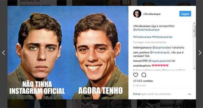 Chico estreou no Instagram com o próprio meme(foto: Reprodução/ Instagram) Chico estreou no Instagram com o próprio meme(foto: Reprodução/ Instagram)