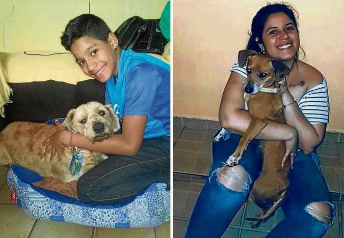Thiago Ariel com Fofão e Renata com Lodi: cachorros agora fazem parte das famílias(foto: Batalhão de Polícia Militar Ambiental/Divulgação; Arquivo Pessoal) Thiago Ariel com Fofão e Renata com Lodi: cachorros agora fazem parte das famílias(foto: Batalhão de Polícia Militar Ambiental/Divulgação; Arquivo Pessoal)