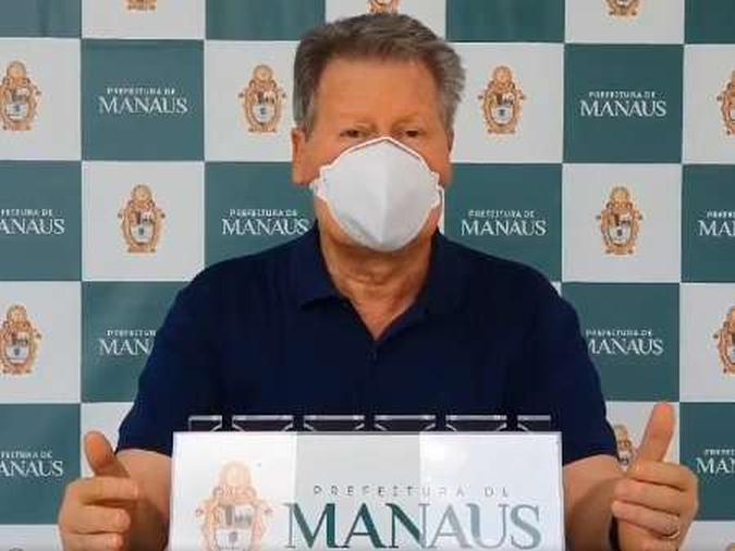 De máscara, o prefeito de Manaus, Arthur Virgílio Neto(foto: Reprodução/Twitter/@Arthurvneto) De máscara, o prefeito de Manaus, Arthur Virgílio Neto(foto: Reprodução/Twitter/@Arthurvneto)