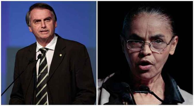 Jair Bolsonaro, 17%, está tecnicamente empatado com Marina Silva, 13%(foto: Miguel Schincariol/AFP) Jair Bolsonaro, 17%, está tecnicamente empatado com Marina Silva, 13%(foto: Miguel Schincariol/AFP)