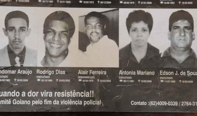 Cartaz com as fotos de algumas das vítimas do suposto grupo de extermínio(foto: Cadu Gomes/CB/D.A Press) Cartaz com as fotos de algumas das vítimas do suposto grupo de extermínio(foto: Cadu Gomes/CB/D.A Press)