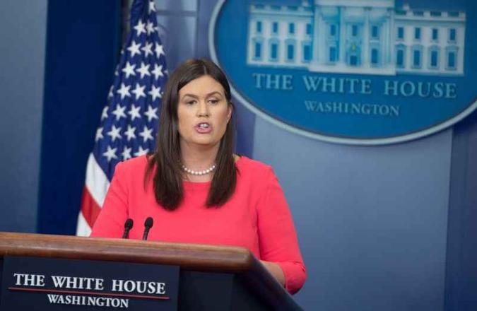 Sarah Sanders, porta-voz da Casa Branca(foto: SAUL LOEB/AFP) Sarah Sanders, porta-voz da Casa Branca(foto: SAUL LOEB/AFP)