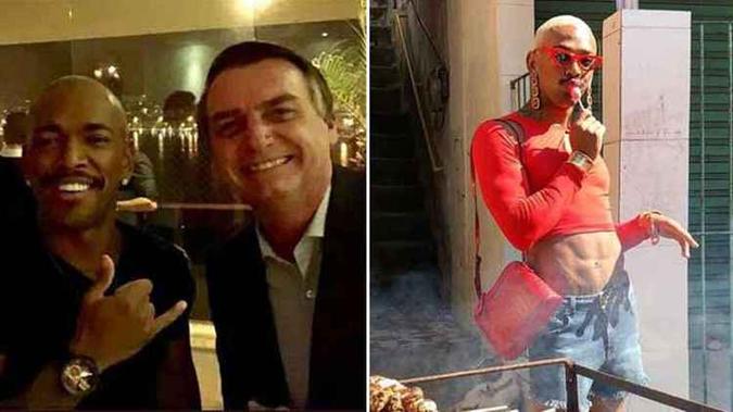 Foto de Nego do Borel ao lado de Bolsonaro gerou polêmica nas redes sociais(foto: Twitter / Reprodução / Youtube) Foto de Nego do Borel ao lado de Bolsonaro gerou polêmica nas redes sociais(foto: Twitter / Reprodução / Youtube)