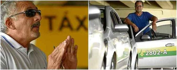 Taxista Carlos Serra (D) defende reivindicação dos motoristas de aplicativo, enquanto o colega Sérgio Bertolo discorda da solicitação(foto: Carlos Vieira/CB/D.A Press) Taxista Carlos Serra (D) defende reivindicação dos motoristas de aplicativo, enquanto o colega Sérgio Bertolo discorda da solicitação(foto: Carlos Vieira/CB/D.A Press)