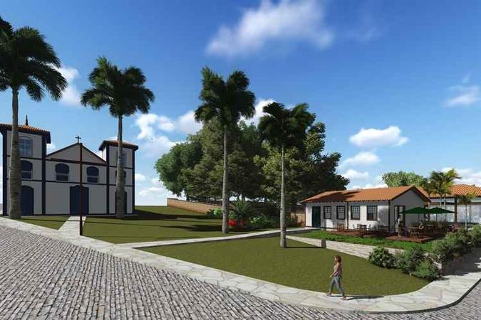 Croqui de onde será o construído um dos empreendimentos: ficará ao lado da Igreja do Bonfim e será uma ampliação da Pousada Quinta Santa Bárbara(foto: BSA Arquitetura/Divulgação) Croqui de onde será o construído um dos empreendimentos: ficará ao lado da Igreja do Bonfim e será uma ampliação da Pousada Quinta Santa Bárbara(foto: BSA Arquitetura/Divulgação)