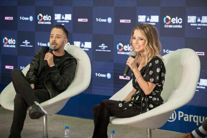 Sandy e Junior em coletiva de imprensa em São Paulo(foto: MRossi/Live Nation Brasil) Sandy e Junior em coletiva de imprensa em São Paulo(foto: MRossi/Live Nation Brasil)