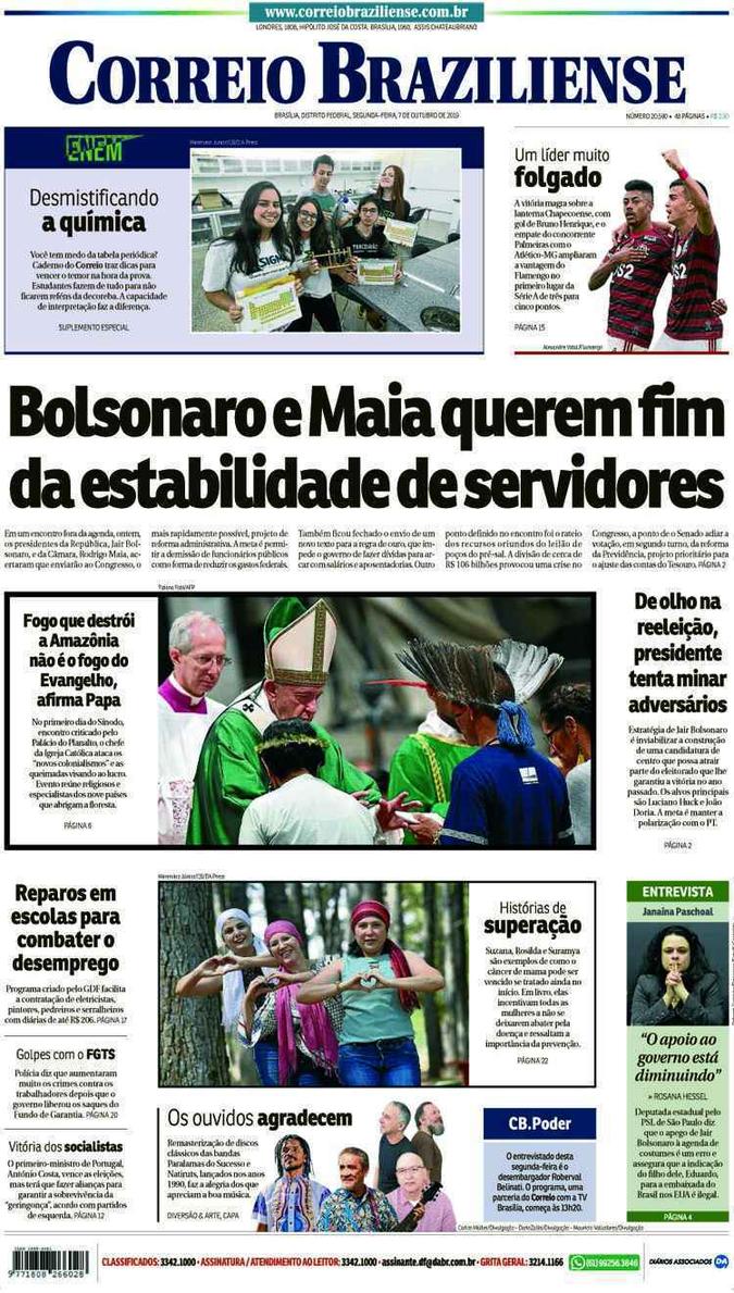 Confira a Capa do Jornal Correio Braziliense do dia 07/10 ...