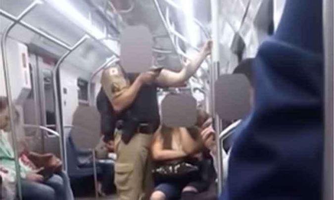 Em setembro de 2018 o militar foi flagrado em um suposto assédio no metrô de BH(foto: Reprodução) Em setembro de 2018 o militar foi flagrado em um suposto assédio no metrô de BH(foto: Reprodução)